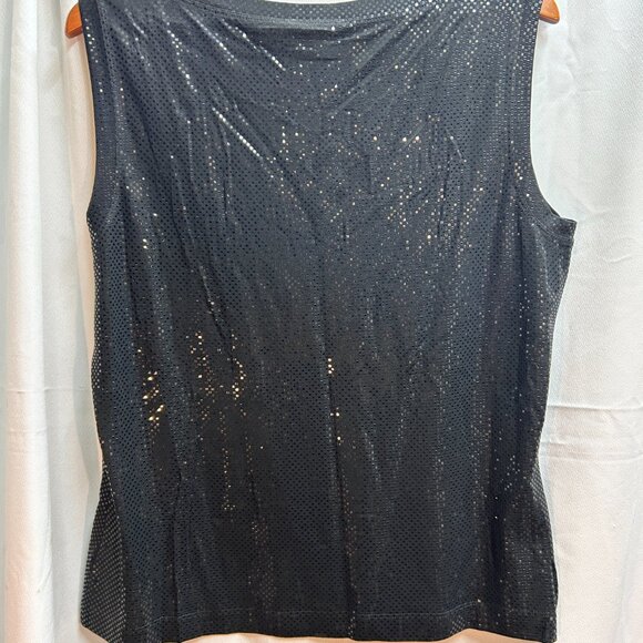 NWT St. John Caviar Black Sequin Knit Tank – Size XL - Picture 2 of 3